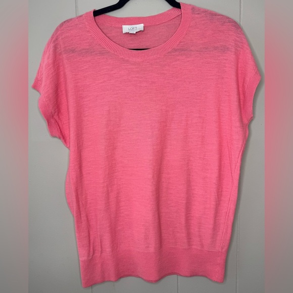 Loft 100% Cotton Coral Knit Drop Shoulder Sweater Vest Womens Medium - Picture 8 of 8